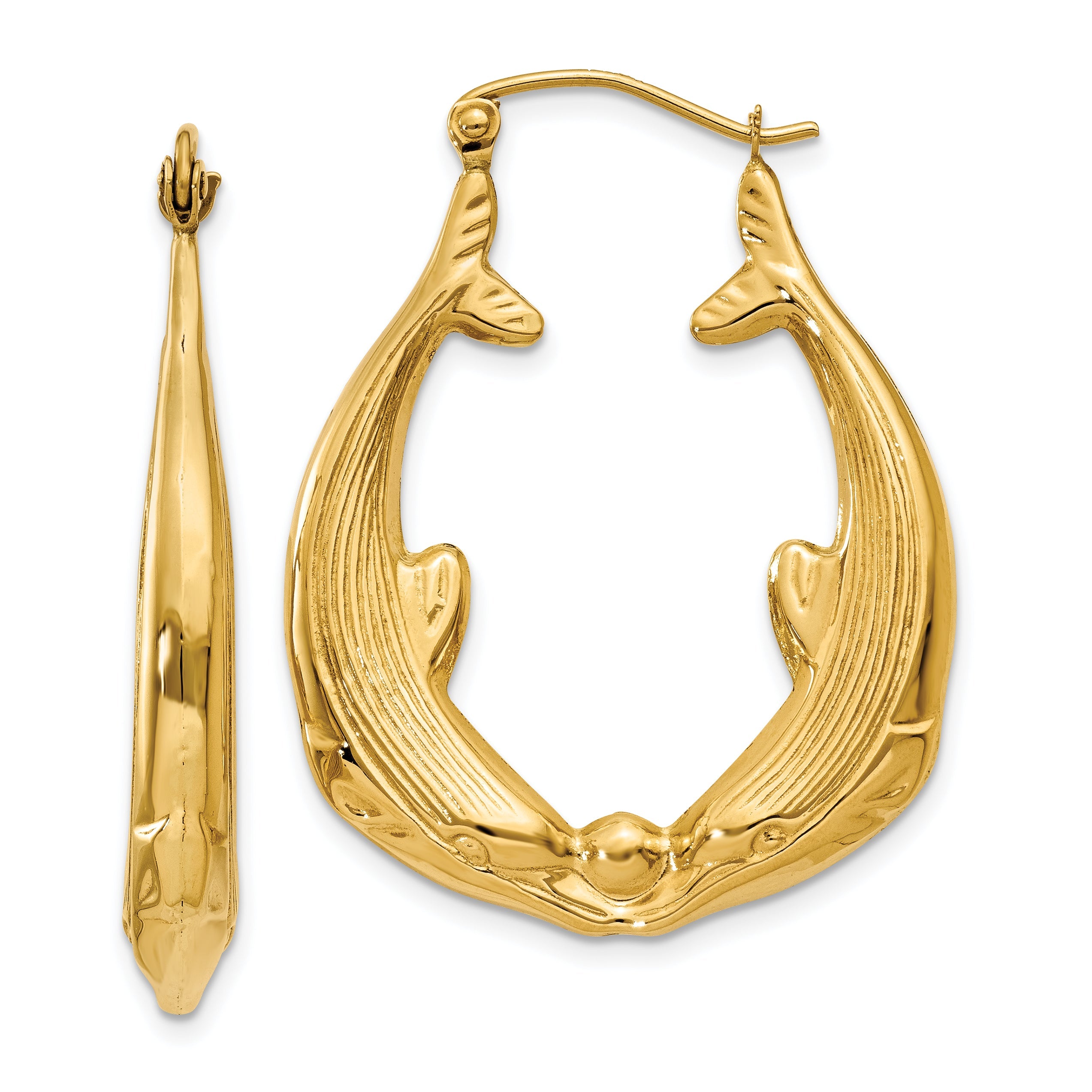 14K Gelbgold Poliert Delfin Creolen