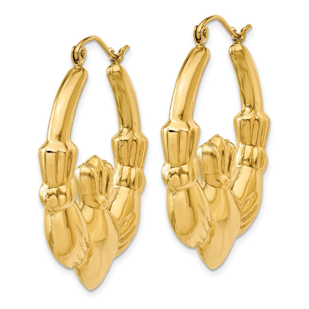 14K Gelbgold Poliert Claddagh Creolen