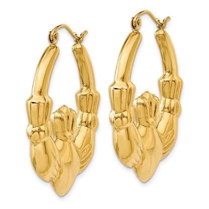 14K Gelbgold Poliert Claddagh Creolen