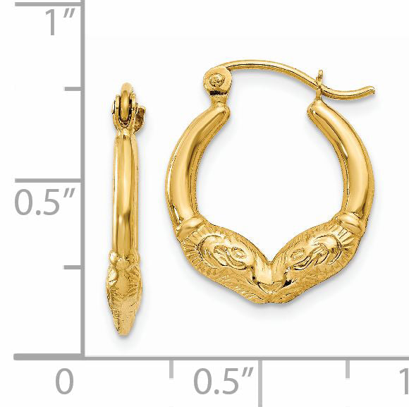 14K Gelbgold Ram Kopf Creolen