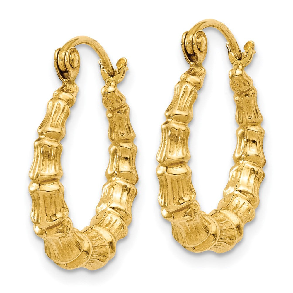 14K Gelbgold Poliert Bamboo Design Hohl Creolen