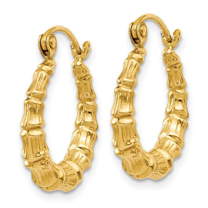 14K Gelbgold Poliert Bamboo Design Hohl Creolen