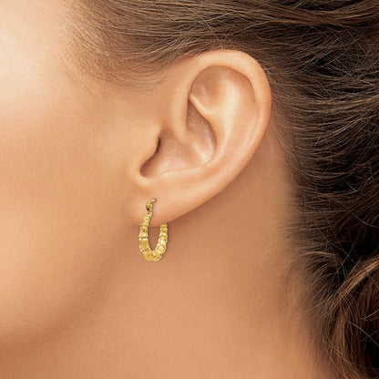 14K Gelbgold Poliert Bamboo Design Hohl Creolen