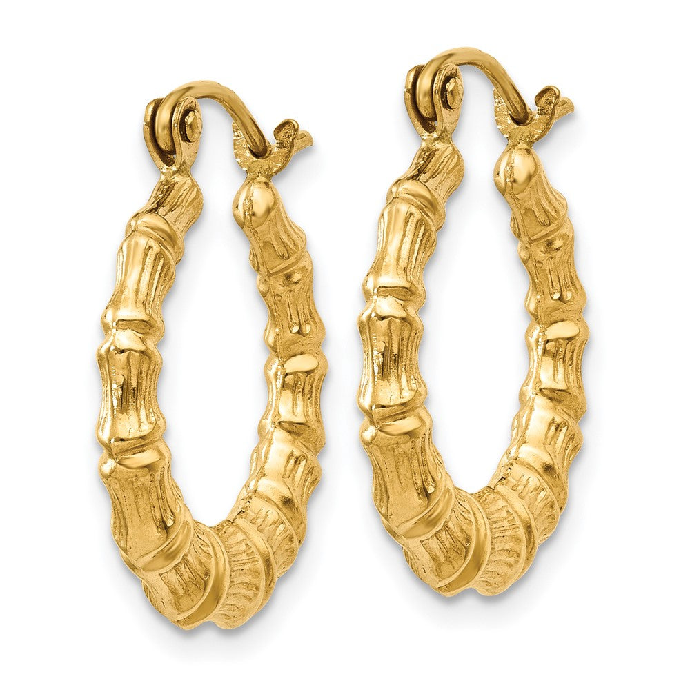 14K Gelbgold Poliert Bamboo Design Hohl Creolen