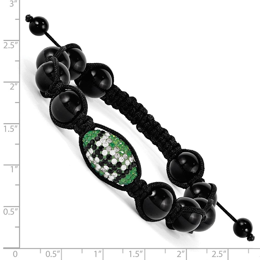 Mode Swarovski Elements Football & Onyx Macrame Armband