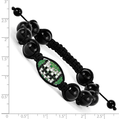 Mode Swarovski Elements Football & Onyx Macrame Armband