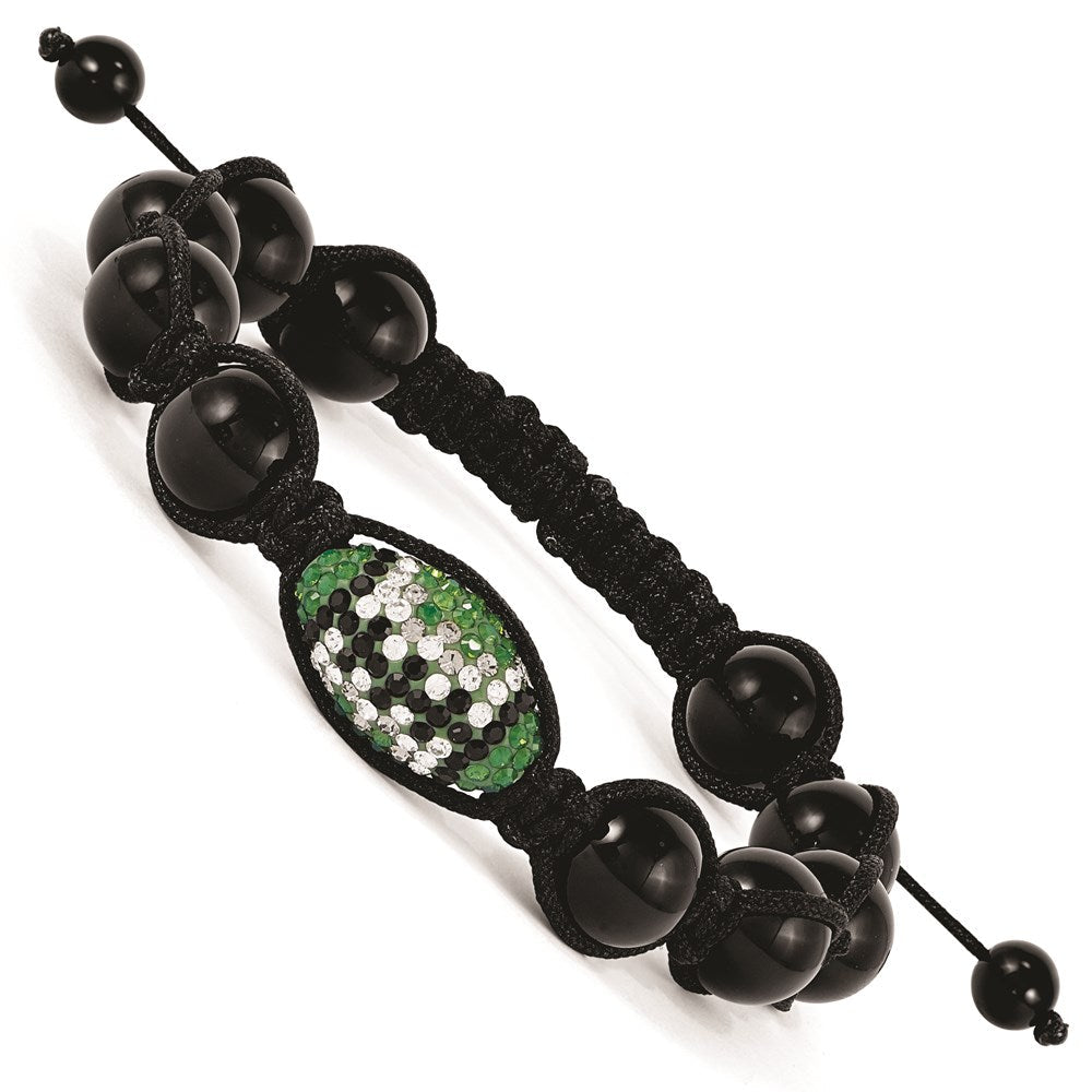 Mode Swarovski Elements Football & Onyx Macrame Armband