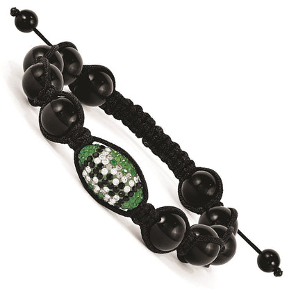 Mode Swarovski Elements Football & Onyx Macrame Armband