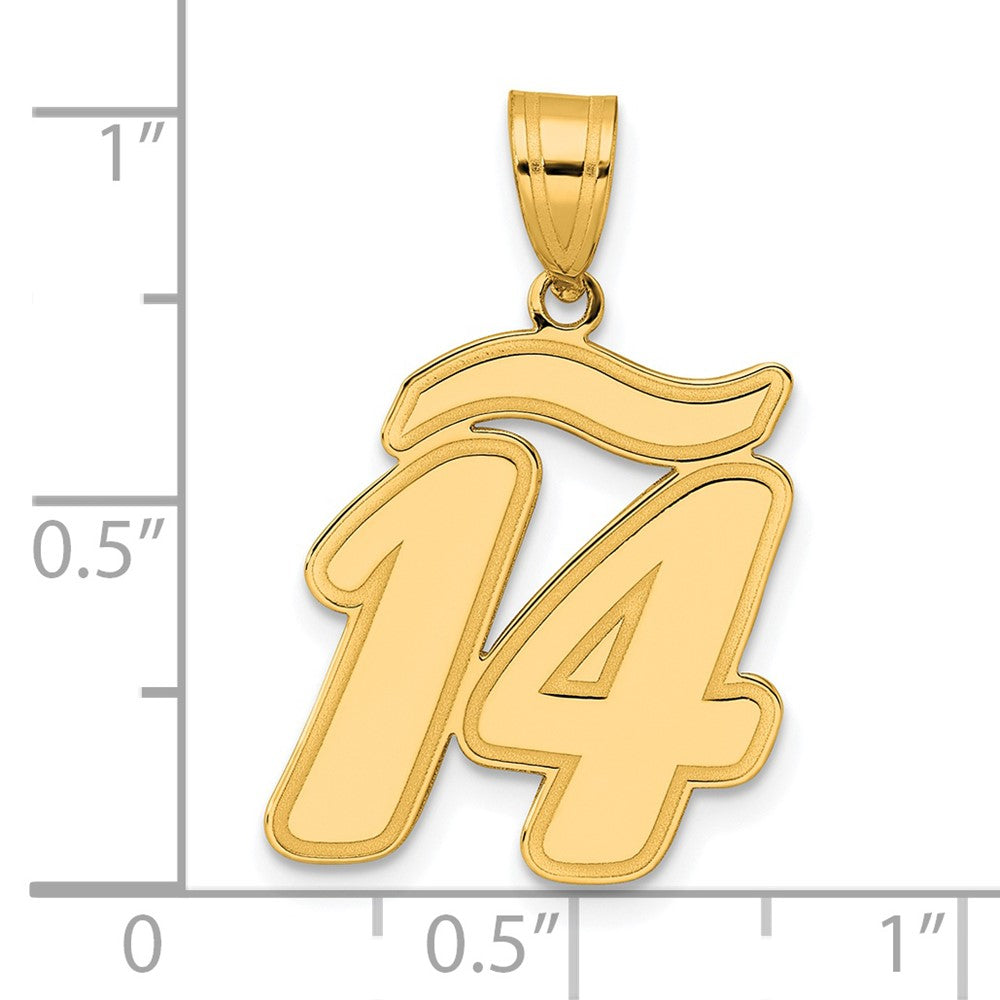 14K Gelbgold Anhänger mit gebürstetem Rand, Schriftzug Zahl 14