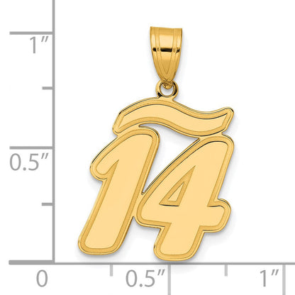 14K Gelbgold Anhänger mit gebürstetem Rand, Schriftzug Zahl 14