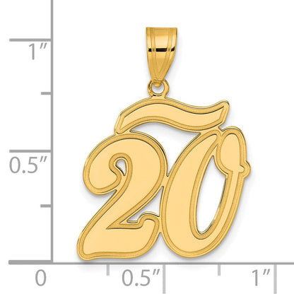 14K Gelbgold Anhänger Zahl 20 in Schreibschrift mit gebürstetem Rand