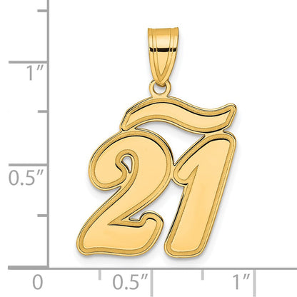 14K Gelbgold Anhänger mit gebürstetem Rand, Schriftzug Zahl 21