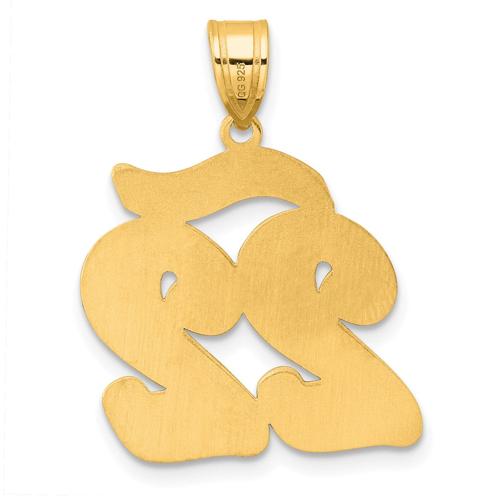 14K Gelbgold Anhänger mit gebürstetem Rand und Zahl 22 in Schreibschrift