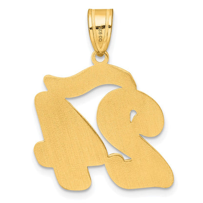 14K Gelbgold Zahl-24-Anhänger in Schreibschrift mit gebürstetem Rand