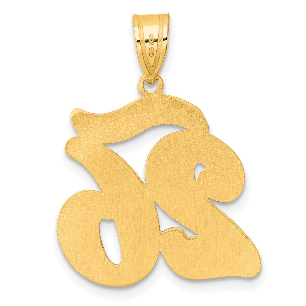 14K Gelbgold Anhänger mit Zahl 26 im Schriftzug-Design und gebürstetem Rand