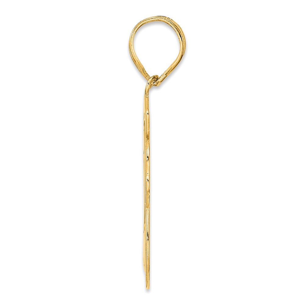 14K Gelbgold Anhänger „Zahl 28“ mit Schriftzug und gebürstetem Rand