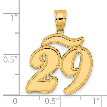 14K Gelbgold Anhänger Zahl „29" mit gebürstetem Rand in Schreibschrift