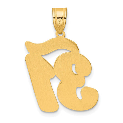 14K Gelbgold Anhänger mit gebürstetem Rand und Zahl „31" in Schreibschrift