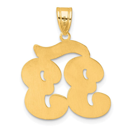 14 Karat Gelbgold Anhänger „Nummer 33" in Schreibschrift mit gebürstetem Rand