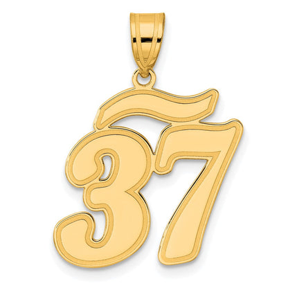 14K Gelbgold Anhänger mit gebürstetem Rand, Schriftzug Zahl 37