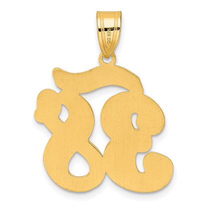 14K Gelbgold Anhänger Zahl 38 mit gebürsteter Kante, Schreibschrift