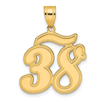 14K Gelbgold Anhänger Zahl 38 mit gebürsteter Kante, Schreibschrift