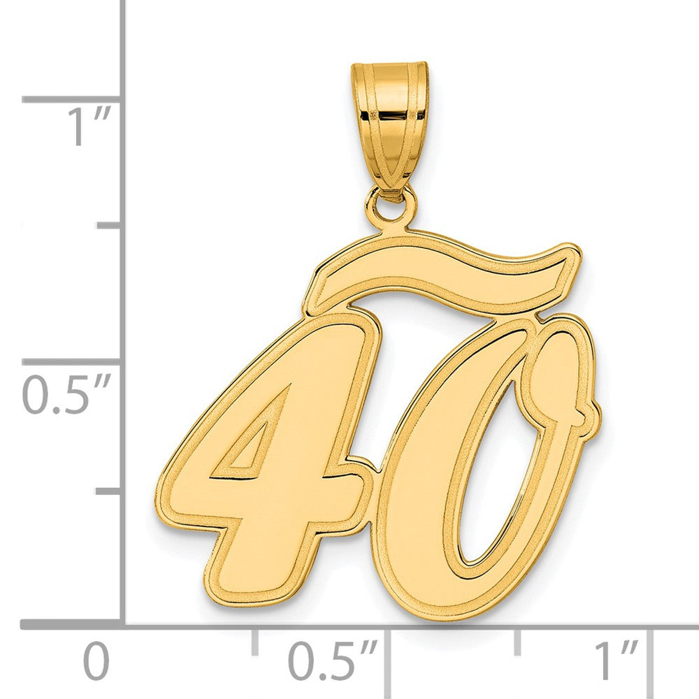 14K Gelbgold Anhänger mit Zahl 40 in Schreibschrift und gebürstetem Rand