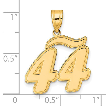 14K Gelbgold Anhänger mit Zahl 44 in Schreibschrift und gebürstetem Rand