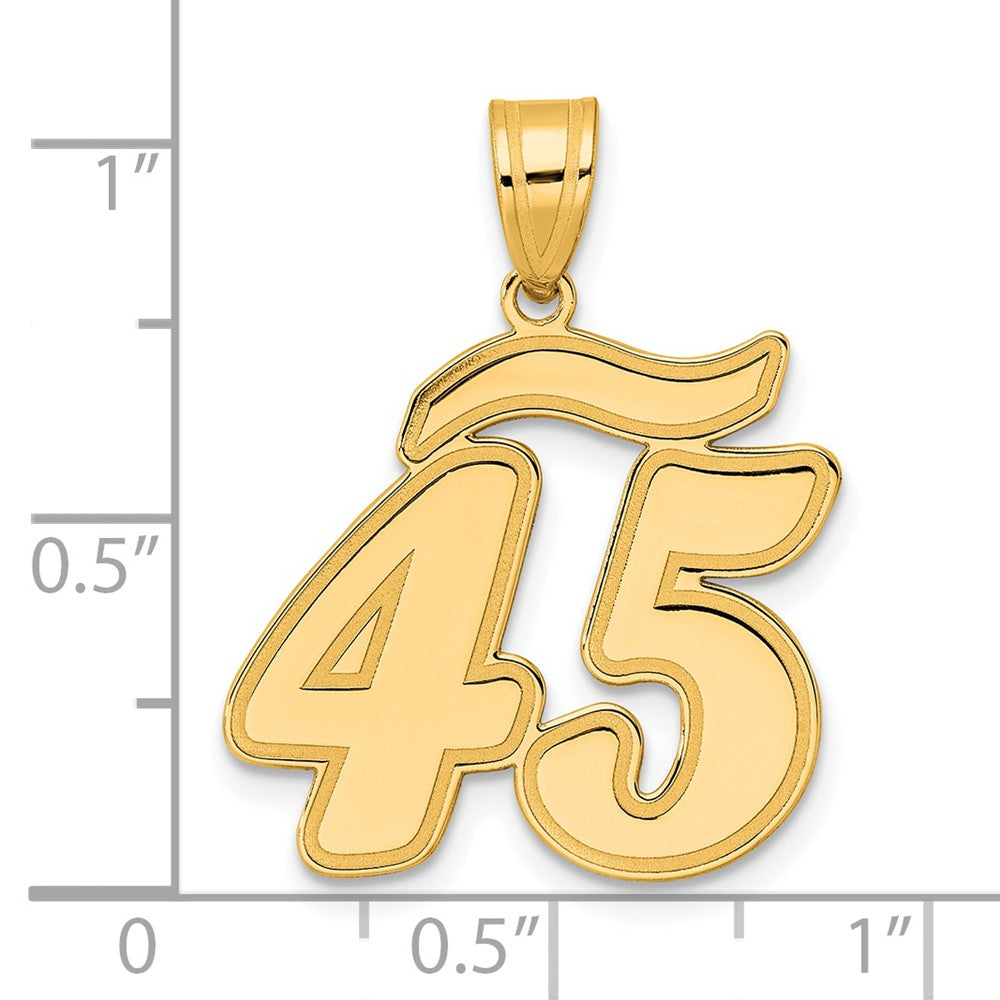 14K Gelbgold Anhänger mit gebürstetem Rand, Skriptzahl 45