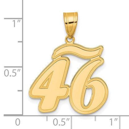 14K Gelbgold Anhänger mit gebürstetem Rand, Schriftzug Nummer 46