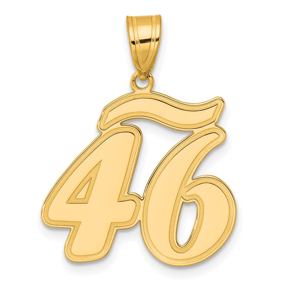 14K Gelbgold Anhänger mit gebürstetem Rand, Schriftzug Nummer 46
