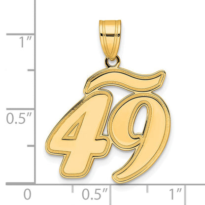 14K Gelbgold Anhänger „Zahl 49" in Schreibschrift mit gebürstetem Rand