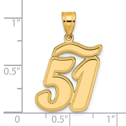 14K Gelbgold Anhänger mit gebürstetem Rand, Skript-Zahl 51
