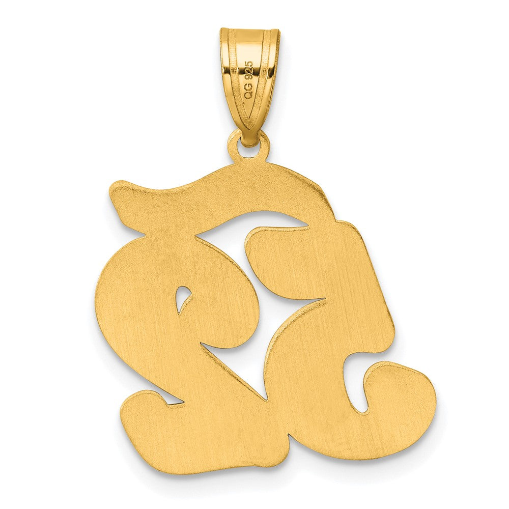 14K Gelbgold Anhänger mit Zahl 52 in Schriftschrift und gebürstetem Rand