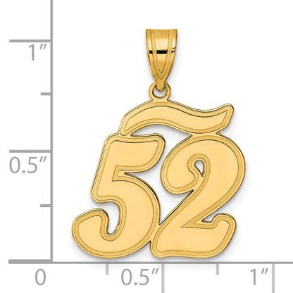 14K Gelbgold Anhänger mit Zahl 52 in Schriftschrift und gebürstetem Rand