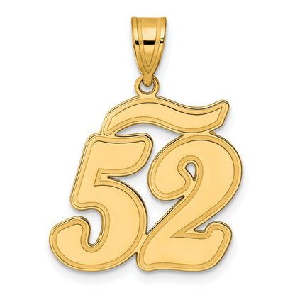 14K Gelbgold Anhänger mit Zahl 52 in Schriftschrift und gebürstetem Rand