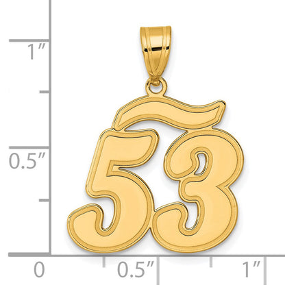 14K Gelbgold Anhänger „Zahl 53" in Schreibschrift mit gebürstetem Rand