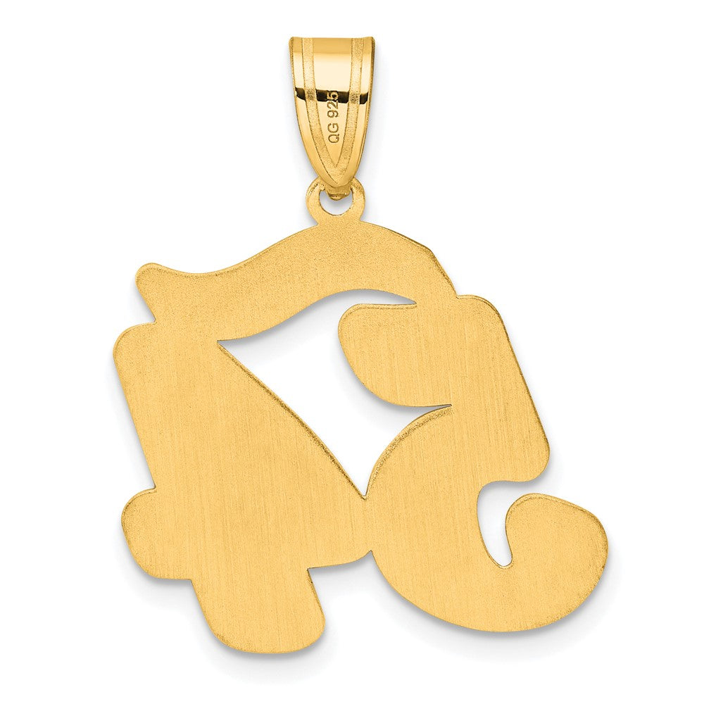 Anhänger mit Zahl 54 in Schreibschrift und gebürstetem Rand aus 14K Gelbgold