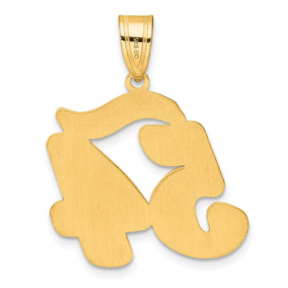 Anhänger mit Zahl 54 in Schreibschrift und gebürstetem Rand aus 14K Gelbgold
