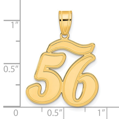 14K Gelbgold Anhänger mit gebürstetem Rand, Zahl 56 in Schreibschrift