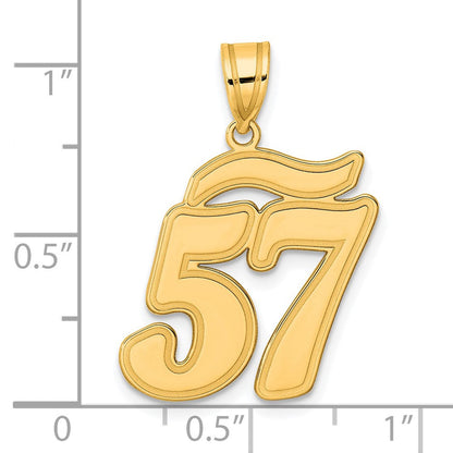 14K Gelbgold Anhänger mit Zahl 57 in Schreibschrift und gebürstetem Rand