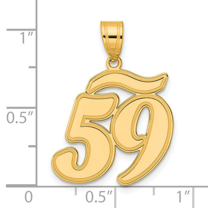 14K Gelbgold Anhänger mit gebürstetem Rand, Schriftzug Nummer 59
