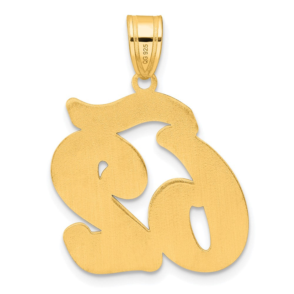 14K Gelbgold Anhänger mit Zahl 62 in Schreibschrift und gebürstetem Rand