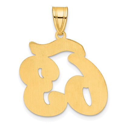 14K Gelbgold Anhänger mit gebürstetem Rand, Schriftzug Zahl 63