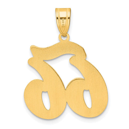 14K Gelbgold Anhänger „Zahl 66" in Schreibschrift mit gebürstetem Rand