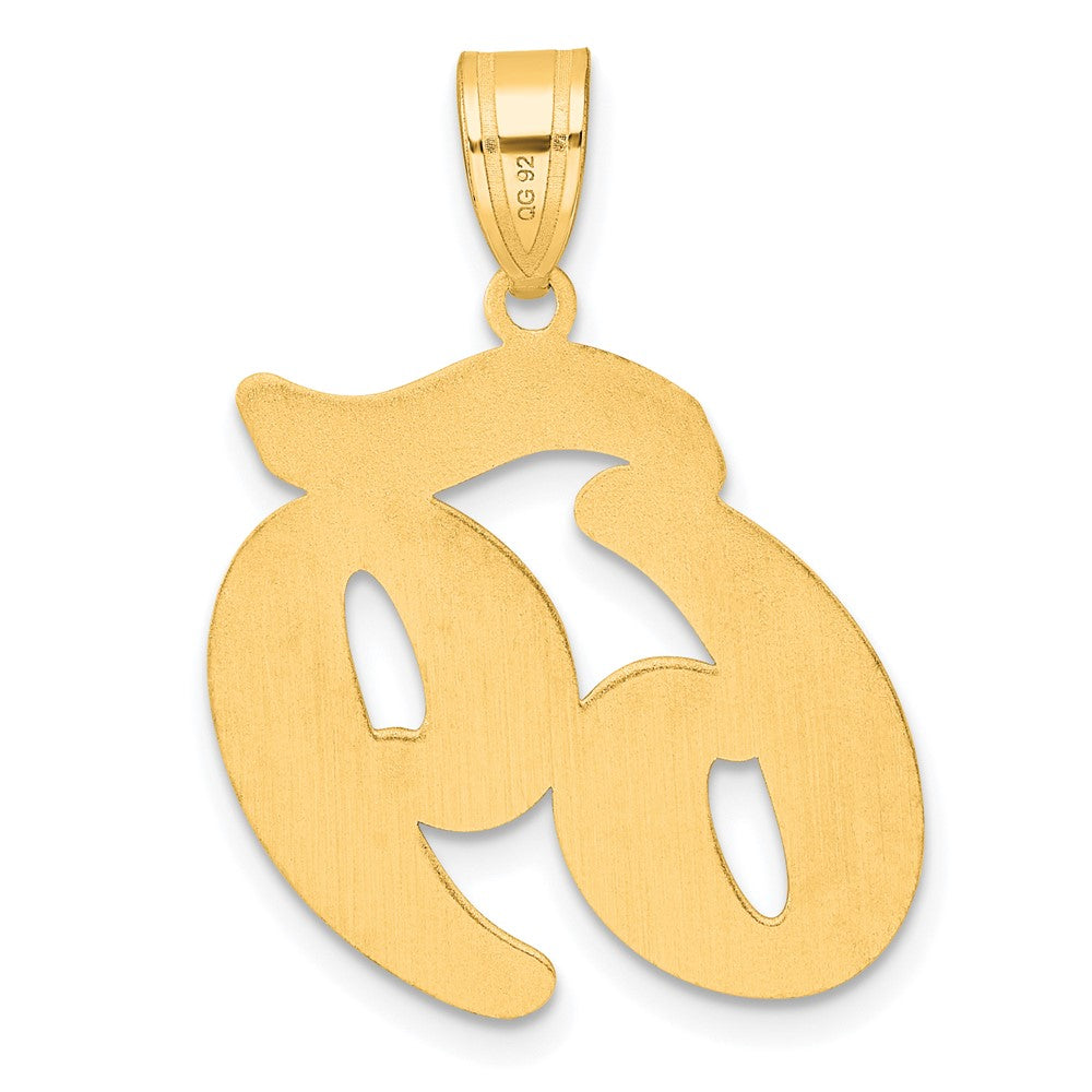 14K Gelbgold Anhänger mit Nummer 69 in Schriftzug und gebürstetem Rand
