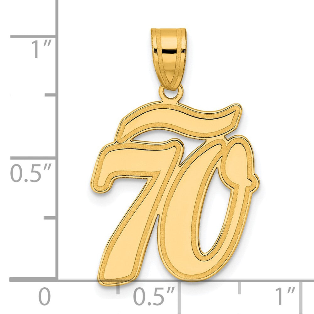 14K Gelbgold-Anhänger „Nummer 70" in Schreibschrift mit gebürstetem Rand