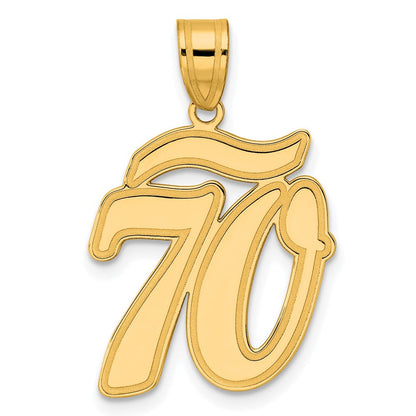 14K Gelbgold-Anhänger „Nummer 70" in Schreibschrift mit gebürstetem Rand