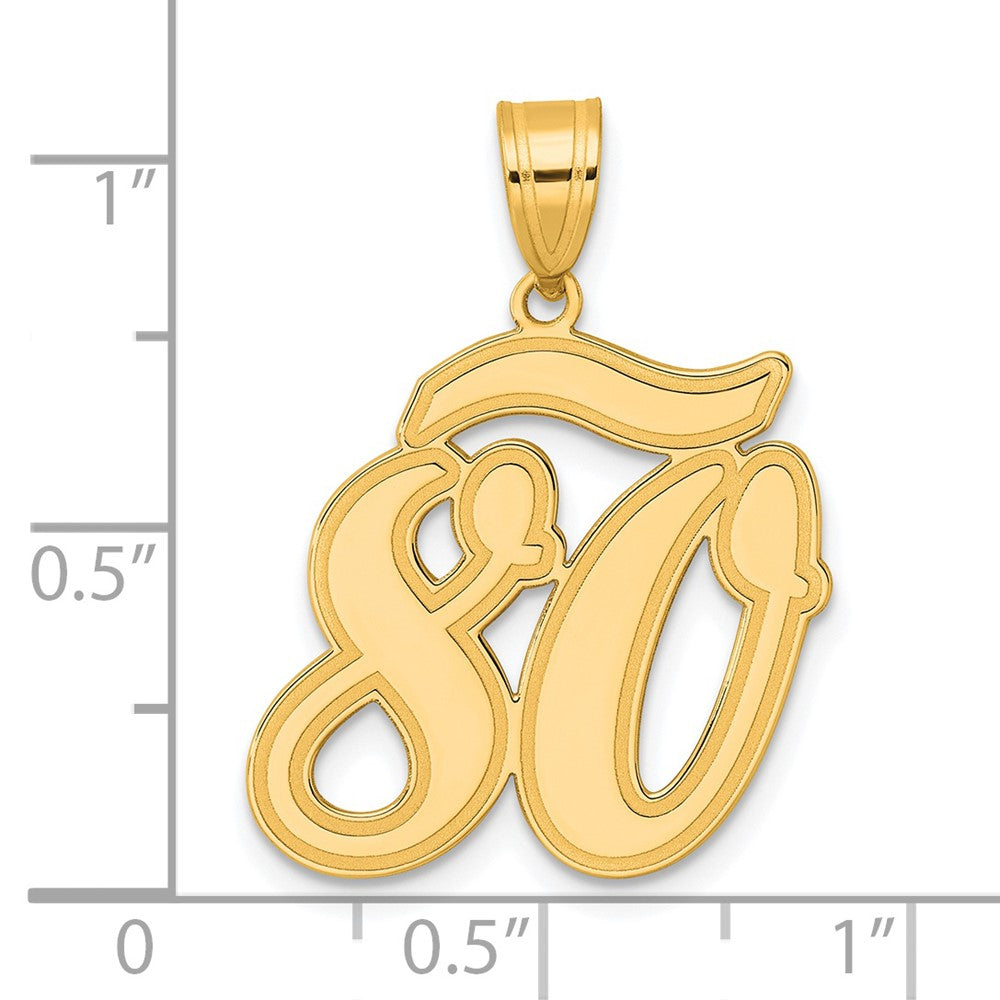 14K Gelbgold Anhänger mit Schriftzug „Nummer 80" und gebürstetem Rand