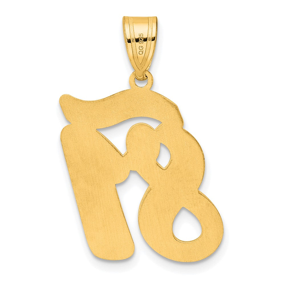 14K Gelbgold Anhänger mit Zahl „81" in Schreibschrift und gebürstetem Rand